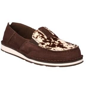 Ariat Cruiser Cow Print Slip-On Casual Shoes Women's 8.5  Chocolate Chip New